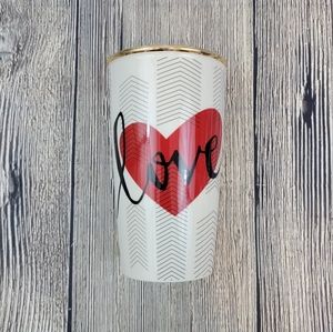 Starbucks Travel Ceramic Cup Tumbler Coffee Tea Love Heart Gold Chevron